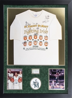 2003 LeBron James Signed and Framed to 35.5x43.5" High School T Shirt Collage Including a High School Ticket to a LeBron 52 Pt. Game (Beckett)
